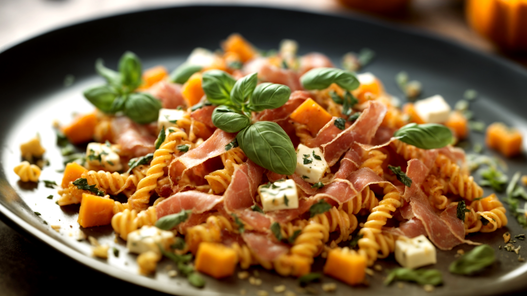 Fusilli zucca speck"