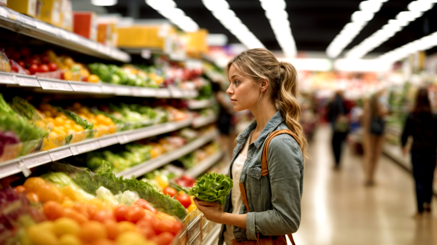 insalate in busta carrello supermercato etichetta \"pronti da consumare\""