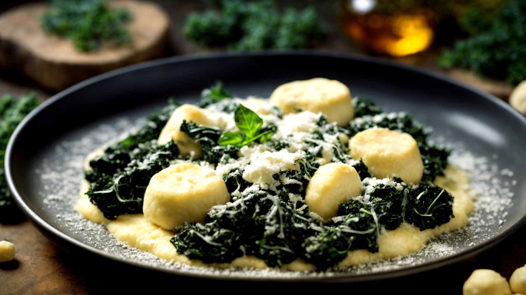 gnocchi di ricotta cavolo nero camino scoppiettante"